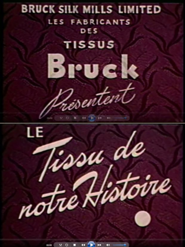 Image en couleur montrant le générique du film « Le tissus de notre histoire ».