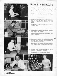 Magazine page showing workers at their workstations.