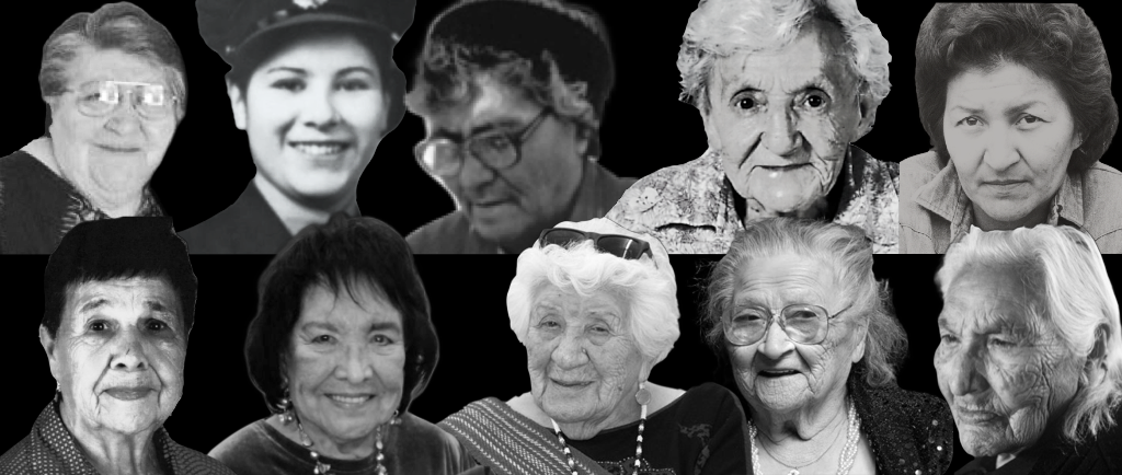 Un montage de dix photos de femmes en noir et blanc.