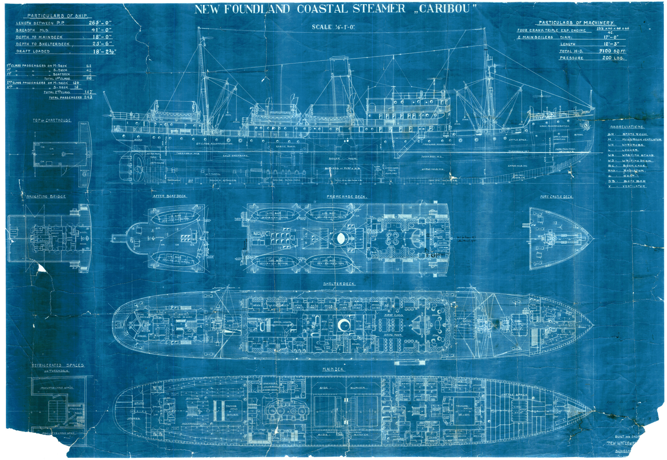Plans détaillés d’un navire à vapeur
