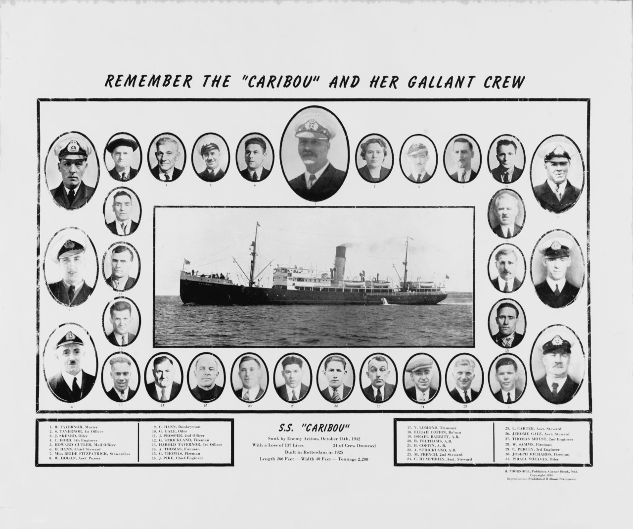 Affiche montrant un bateau à vapeur et des membres d’équipage