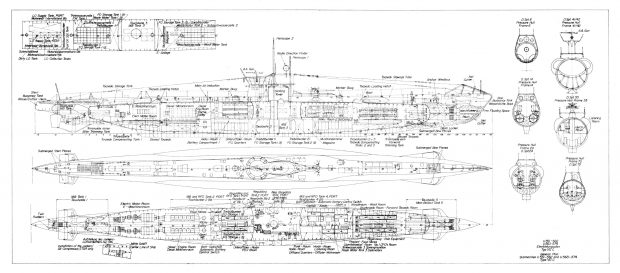 Plans d’un sous-marin allemand provenant du chantier naval 