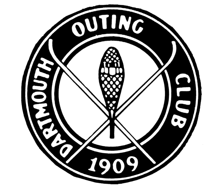 Logo du Dartmouth Outing Club montrant une raquette et des skis et la date de 1909.