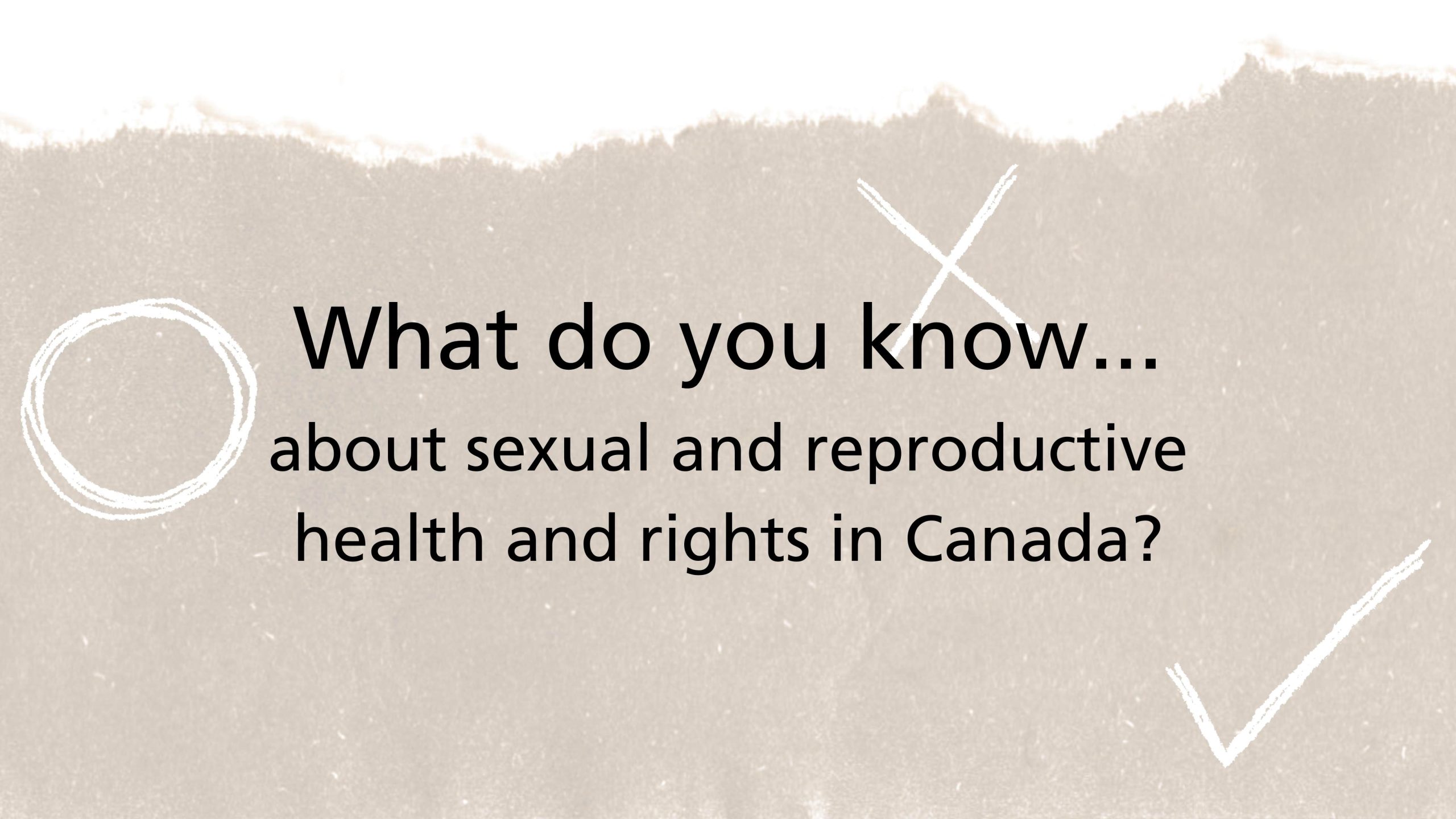 Black text on gray background that reads What do you know about sexual and reproductive health and rights in Canada?