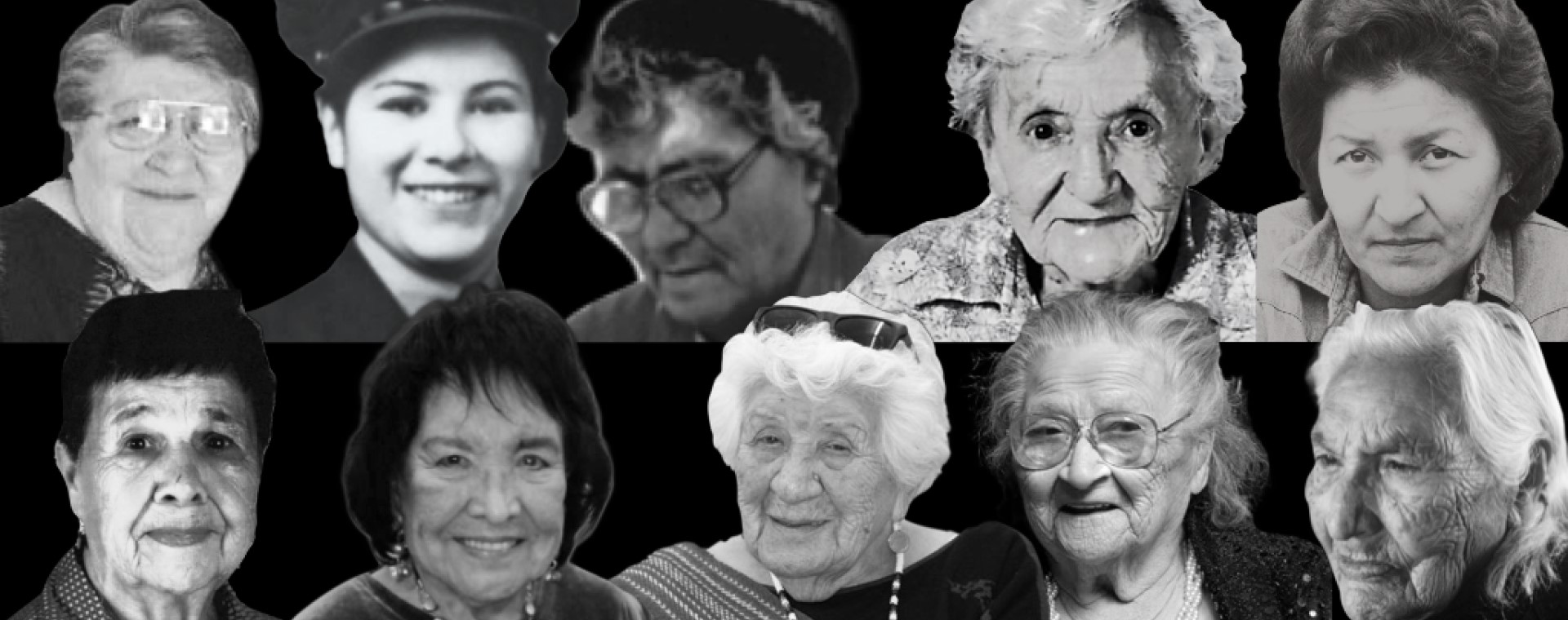 Un montage montrant dix photos de femmes en noir et blanc